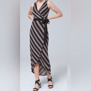 White House Black Market Striped Faux Wrap Midi Dress Size XL NWT